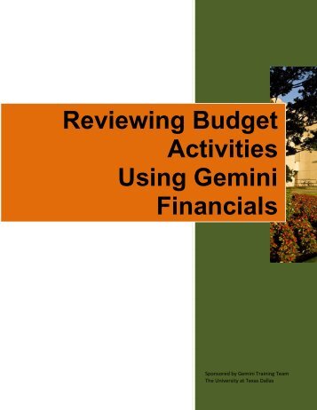 Reviewing Budget Activities Using Gemini Financials