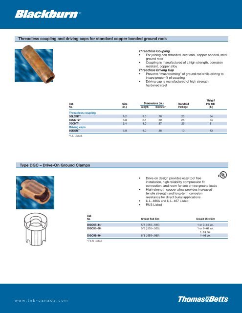 Blackburn - Grounding Electrodes and Accessories - Ebhdirect.com ...