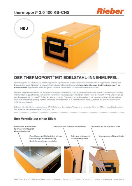 thermoportÃ‚Â® 2.0 100 KB-Cns - Rieber GmbH & Co. KG