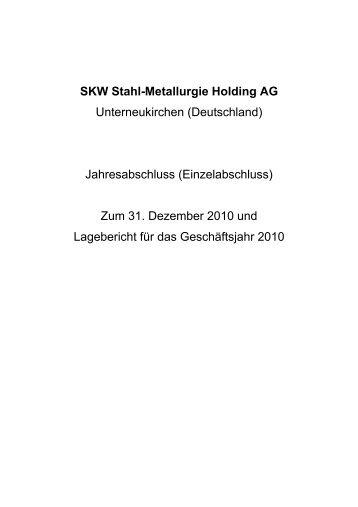 SKW Stahl-Metallurgie Holding AG Unterneukirchen (Deutschland ...