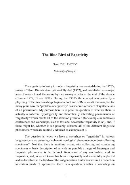 The Blue Bird of Ergativity - celia
