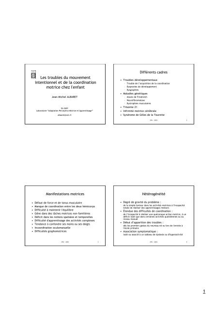 Les troubles du mouvement intentionnel et de la ... - Resodys