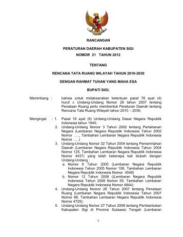 rancangan peraturan daerah kabupaten sigi nomor 21 tahun 2012 ...