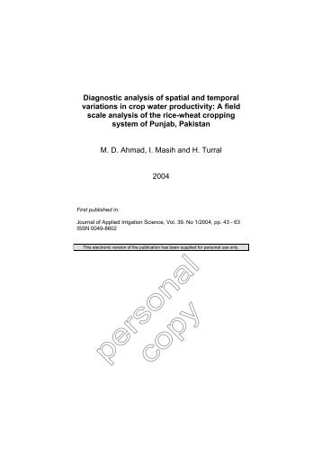 Diagnostic analysis of spatial and temporal variations in crop water ...