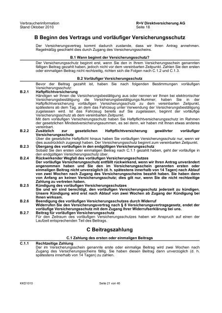 R+V24 Kfz-Versicherung Verbraucherinformation ... - Zur R+V24