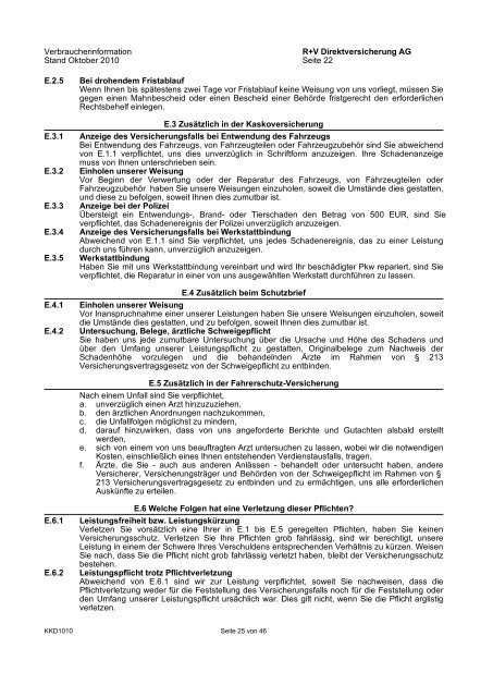 R+V24 Kfz-Versicherung Verbraucherinformation ... - Zur R+V24