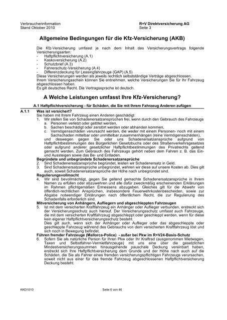 R+V24 Kfz-Versicherung Verbraucherinformation ... - Zur R+V24