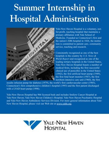 Summer Internship in Hospital Administration - Yale-New Haven ...