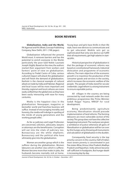 Issue for October - December 2011 - National Institute of Rural ...