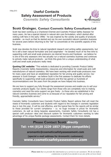 Cosmetic Safety Consultants Ltd - Aromantic