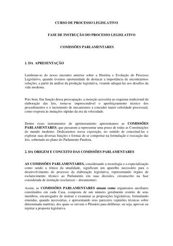 Fase de Instrução do Processo Legislativo - Assembleia Legislativa ...