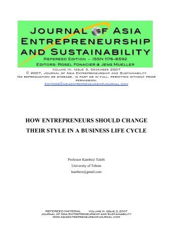 how entrepreneurs should change their style in a business life cycle