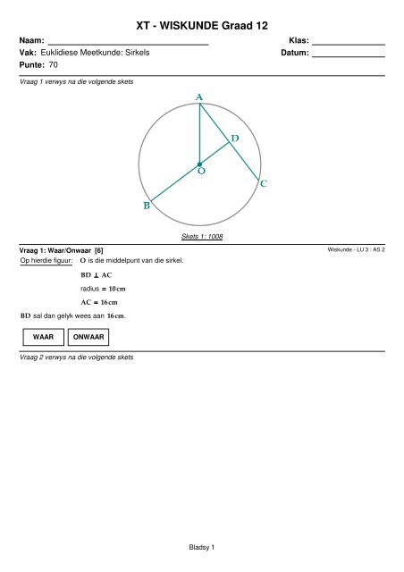 XT - WISKUNDE Graad 12