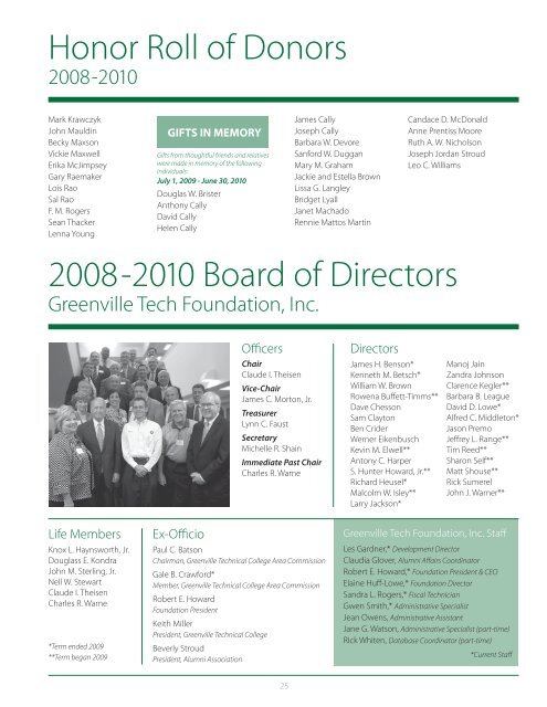 Greenville Tech Foundation 2008-2009 Annual Report 2009-2010 ...