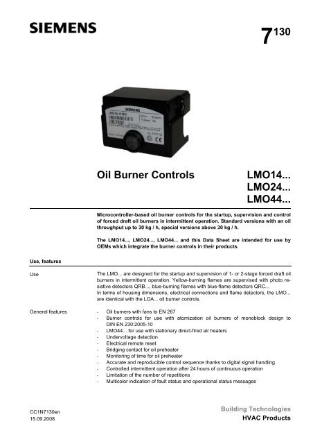 7130 Oil Burner Controls LMO14... LMO24... LMO44... - Romstal