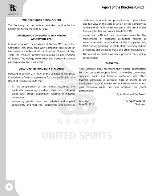 UBHL annual report - United Spirits Limited