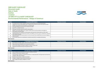 Environmental Audit Checklist - Aquasure