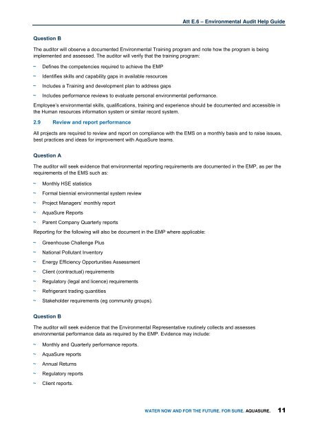 Environmental Audit Checklist - Aquasure