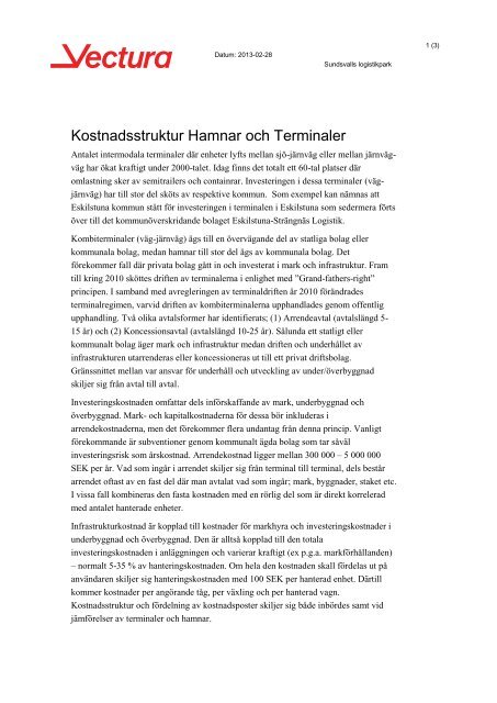 Kostnadsstruktur Hamnar och terminaler Ã¢Â€Â“ Rapport ... - Sundsvall