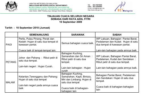 KENYATAAN MEDIA - Jabatan Meteorologi Malaysia