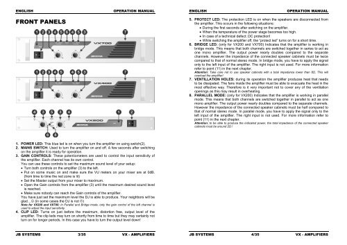 VX-SERIES AMPLIFIERS