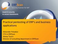 Practical pentesting ERP systems and business ... - ERPScan