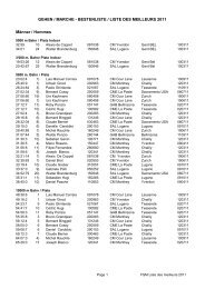 FSM Liste des meilleurs 2011 - Fédération Suisse de Marche