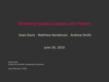 Modeling Sudoku puzzles with Python - SciPy Conferences