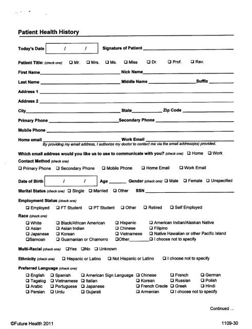 Printable Patient Demographic Update Form Printable Forms Free Online