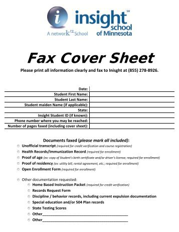 Fax Cover Sheet - K12.com