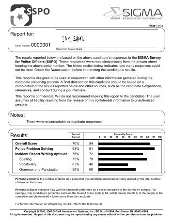 Sample Report - Sigma Assessment Systems, Inc.
