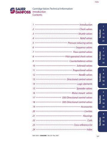 Cartridge Valves Technical Information Introduction ... - Sauer-Danfoss
