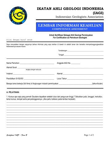 lembar informasi keahlian - Komisi Sertifikasi :: Ikatan Ahli Geologi ...