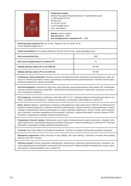 Elektronika 2011-06 II.pdf - Instytut SystemÃ³w Elektronicznych ...