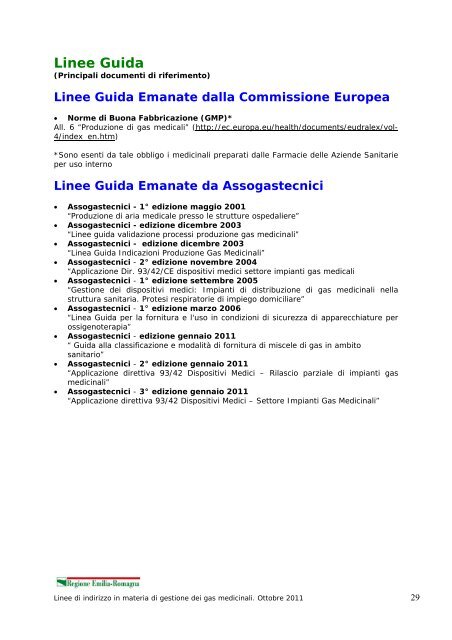 linee di indirizzo in materia di gestione dei gas medicinali - Saluter