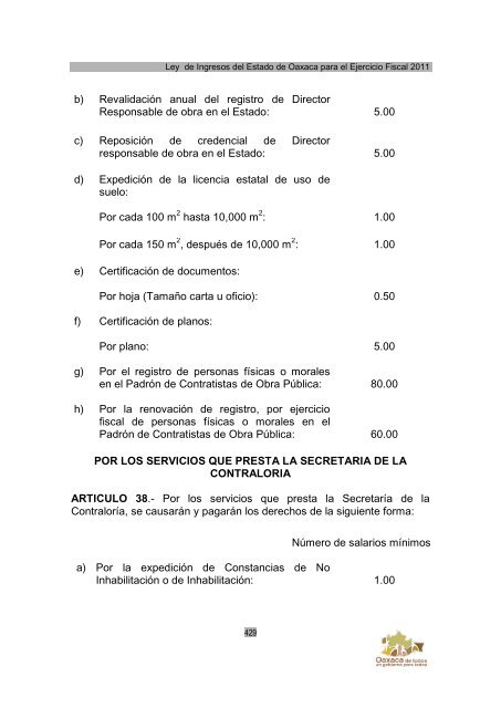 Ley de Ingresos del Estado de Oaxaca - Secretaria de Finanzas