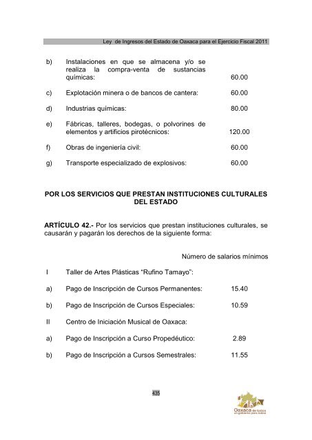 Ley de Ingresos del Estado de Oaxaca - Secretaria de Finanzas