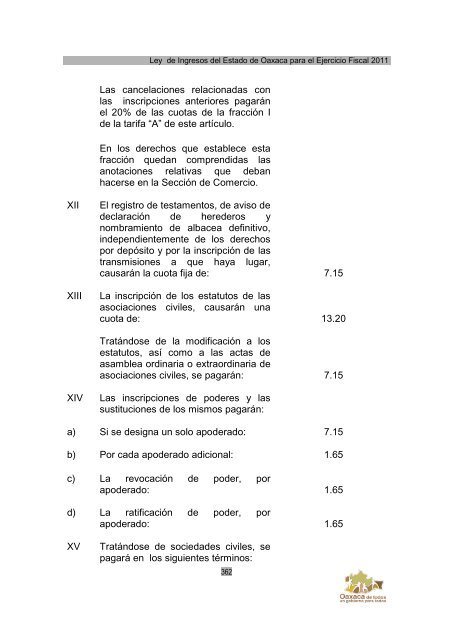 Ley de Ingresos del Estado de Oaxaca - Secretaria de Finanzas