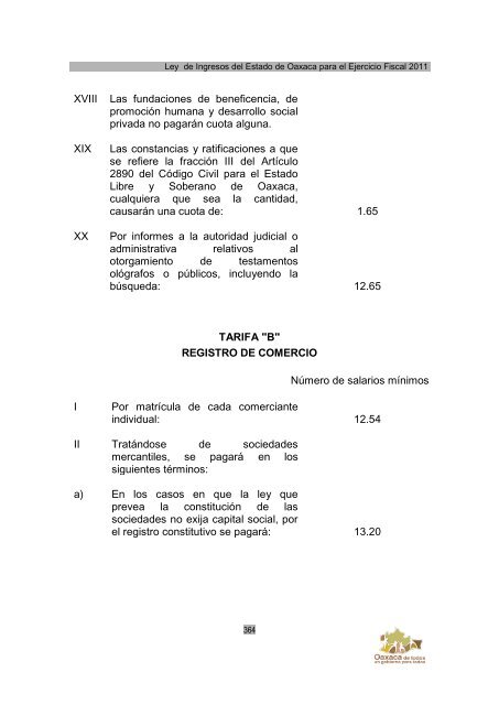 Ley de Ingresos del Estado de Oaxaca - Secretaria de Finanzas