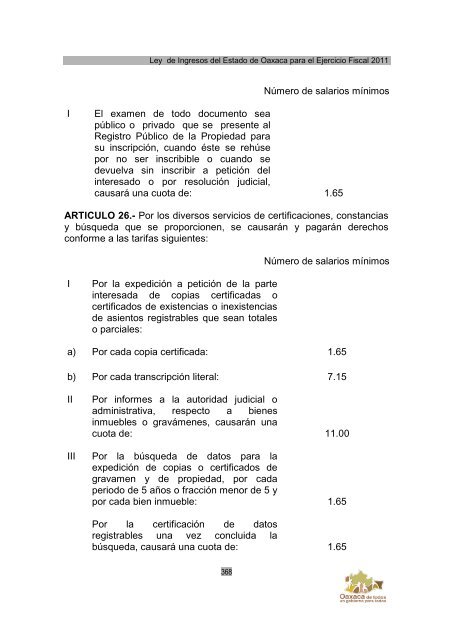 Ley de Ingresos del Estado de Oaxaca - Secretaria de Finanzas