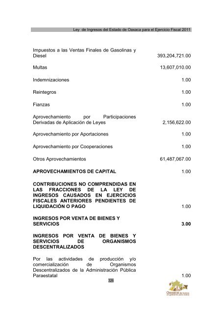 Ley de Ingresos del Estado de Oaxaca - Secretaria de Finanzas