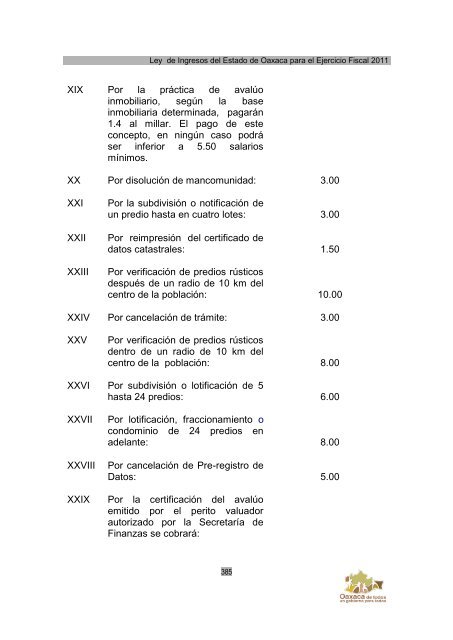 Ley de Ingresos del Estado de Oaxaca - Secretaria de Finanzas