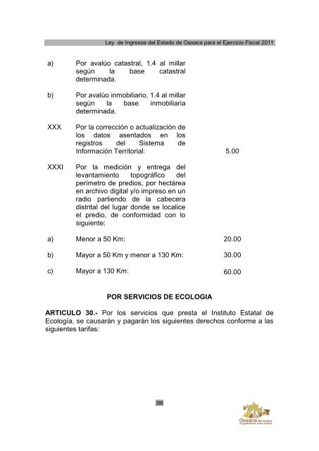 Ley de Ingresos del Estado de Oaxaca - Secretaria de Finanzas