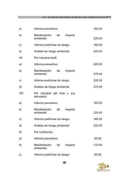 Ley de Ingresos del Estado de Oaxaca - Secretaria de Finanzas