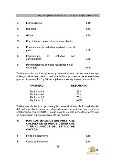 Ley de Ingresos del Estado de Oaxaca - Secretaria de Finanzas