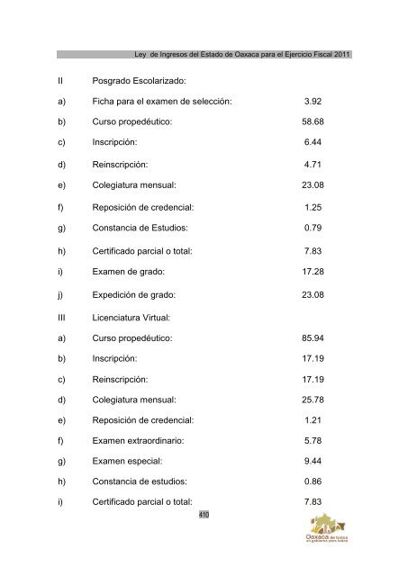 Ley de Ingresos del Estado de Oaxaca - Secretaria de Finanzas