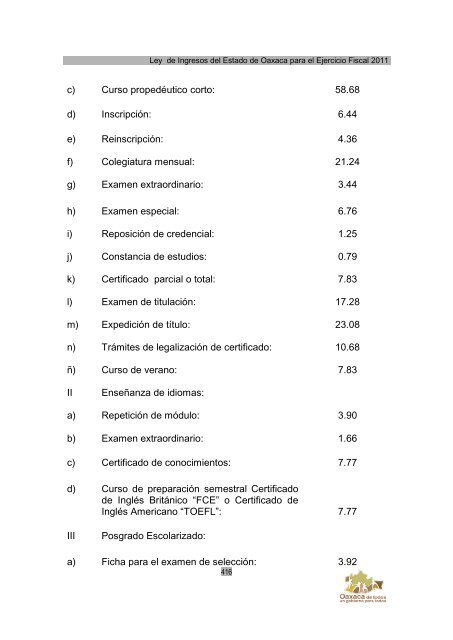 Ley de Ingresos del Estado de Oaxaca - Secretaria de Finanzas