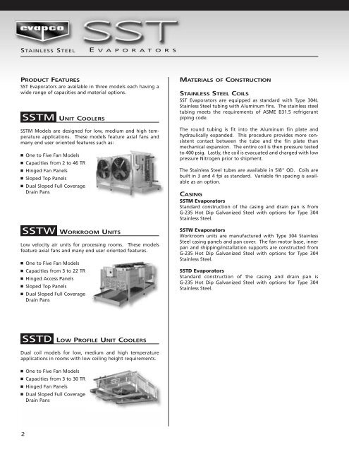 SST Engineering Brochure - Evapco