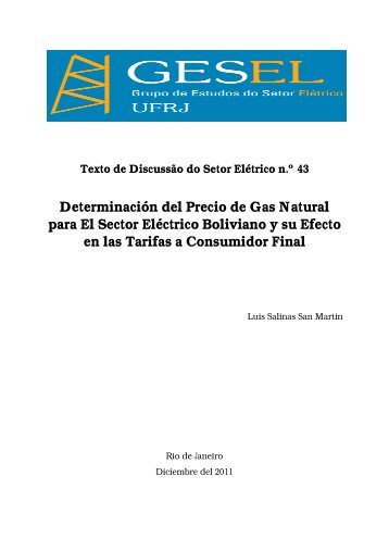 DeterminaciÃ³n del Precio de Gas Natural para El ... - Nuca - UFRJ