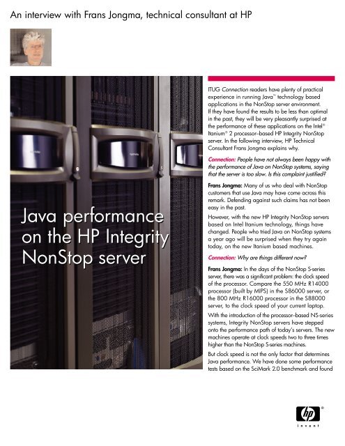 Java performance on the HP Integrity NonStop server Java ...